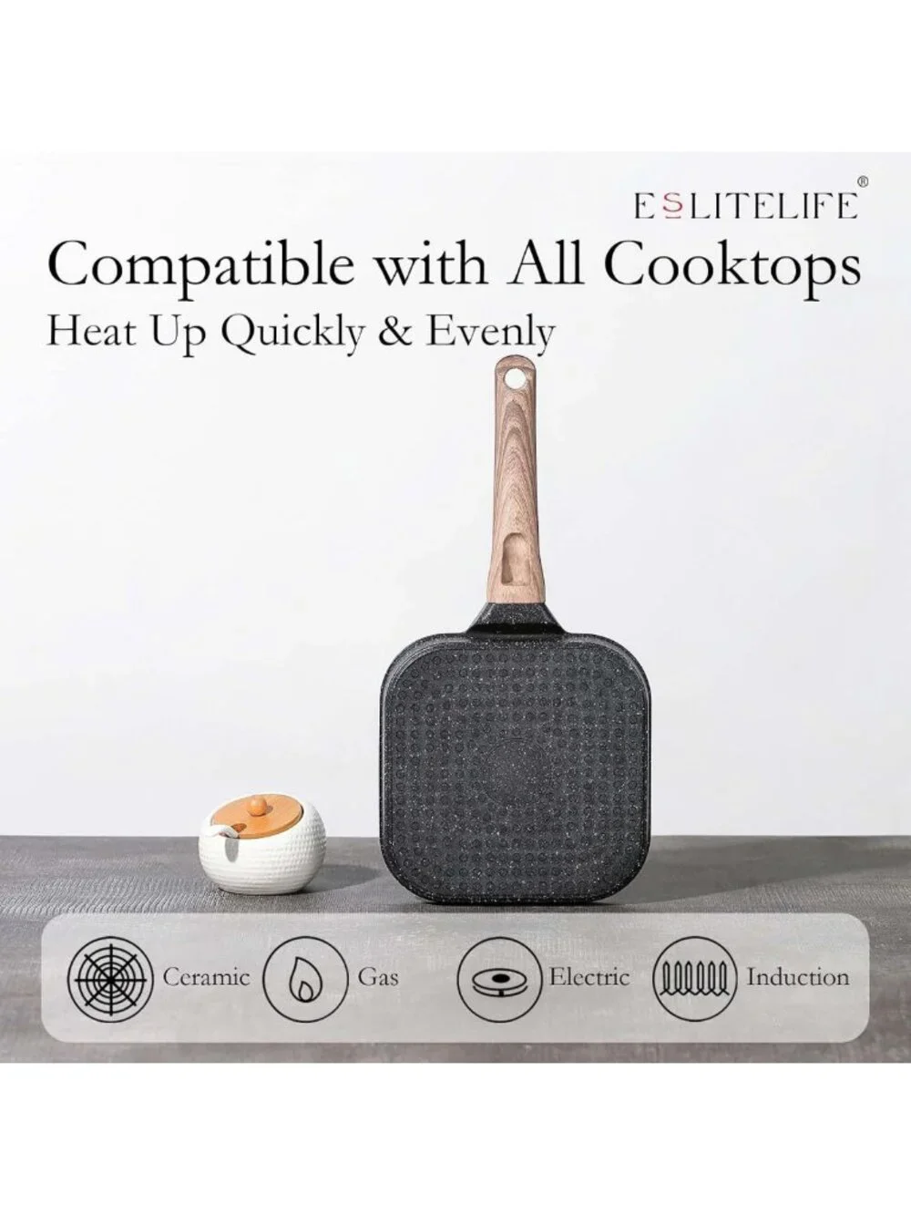 Nonstick 7-Inch Indoor Grill Pan - Versatile Induction Skillet for Steak & More